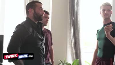 Twink Trade - Cute Innocent Boys Get Stuffed On The Couch By Their Muscular Step Daddies - boyfriendtv.com